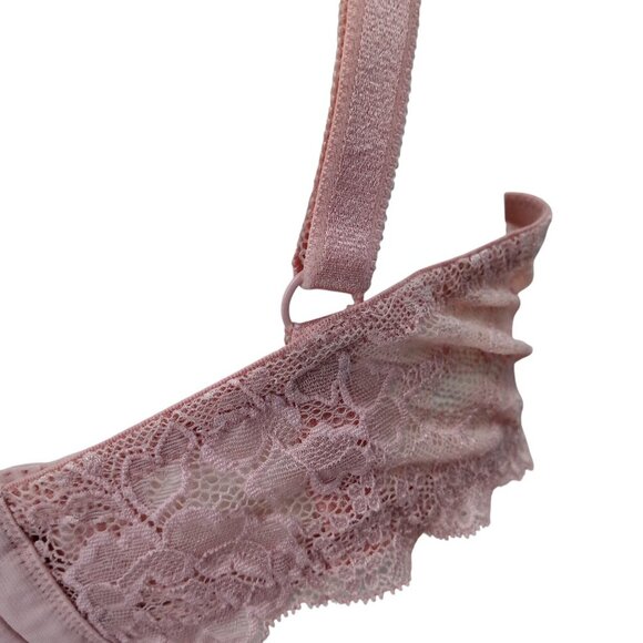 Victorias Secret Lined Demi Pink Underwire Lace Bra Size 38DD Adjustable Beige - Picture 6 of 10